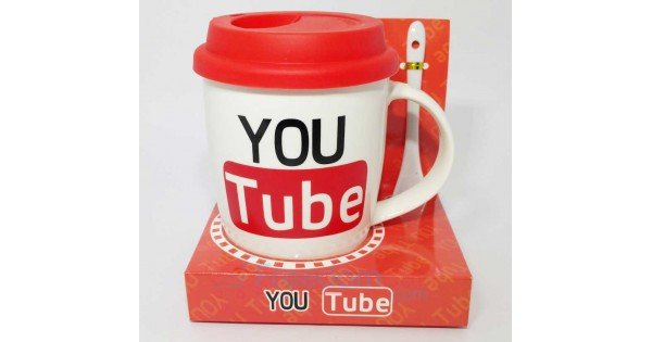 Download New Youtube logo printed Coffee Mug with Silicon Lid